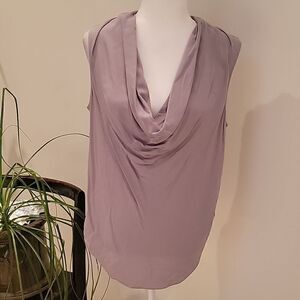 Theory light grey drape neck sleeveless top
